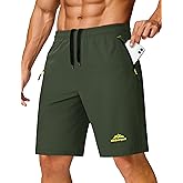 TACVASEN Men's Running Athletic Shorts 9" Quick Dry Workout Gym Shorts Lightweight Summer Shorts 3 Zipper Pockets