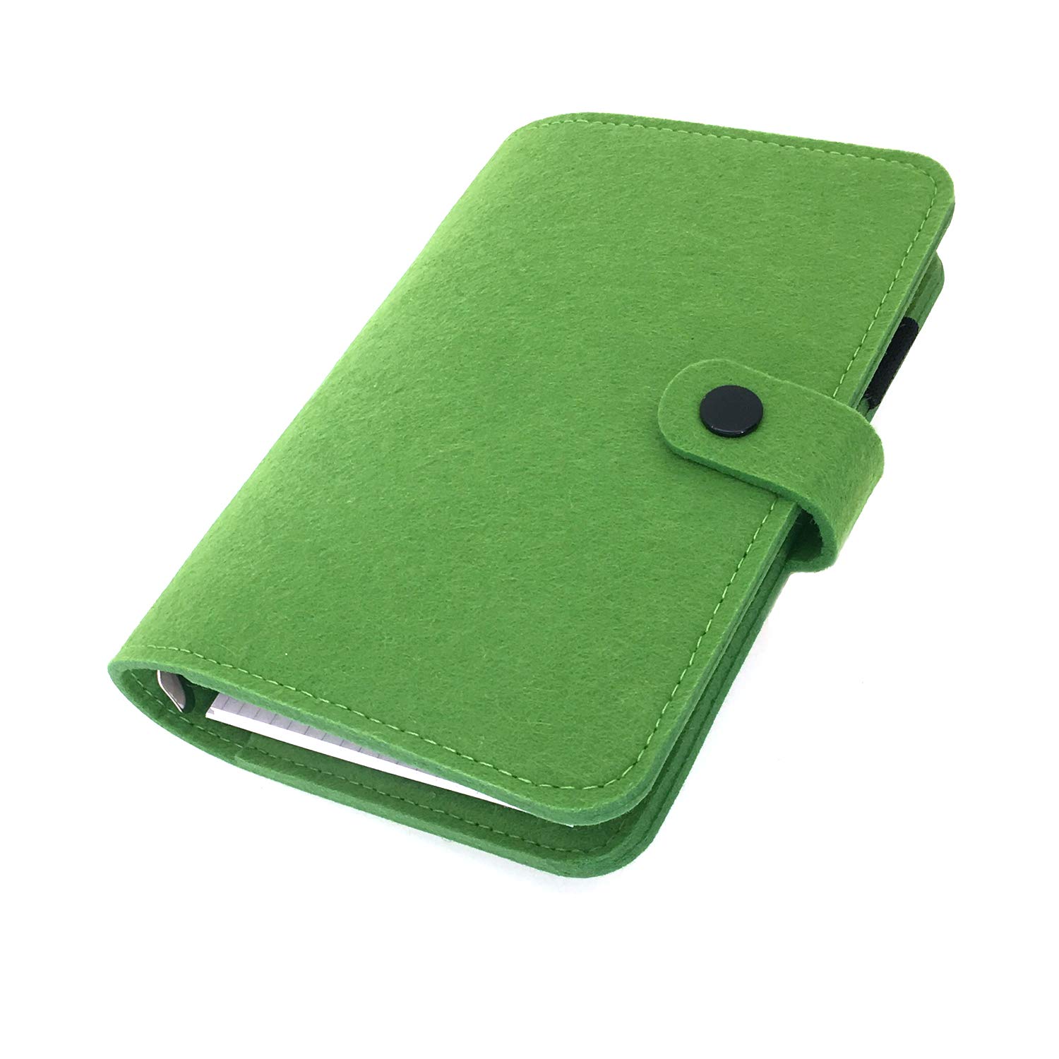 A6/ A5 6-Holes Felt Cover Round Ring View Binder File Folder for Loose Leaf Sheet Protectors/Binder Cover Protector, Deep Olive Green, A6 mini Set