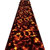 Tudomro 2 Pack Lava Runners Volcano Floor Track Party Decorations | Volcano Lava Carpet, Aisle Cover, Tablecloth, Hot Coals Decoration, Luau Theme, Halloween, Birthday, Reusable Supplies