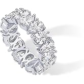 PAVOI 14K Gold Plated Pear Love Eternity Rings for Women | Gold Cubic Zirconia Ring | Bridal Eternity Wedding Band Ring