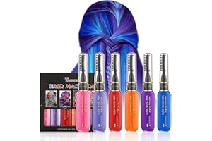 CkFyahp Temporary Hair Dye for Girls, 6 Pcs Hair Color Chalk Comb for Dark & Light Hair, Punky Color Washable Hair Dye Mascara for Kids Women Party Birthday Gifts
