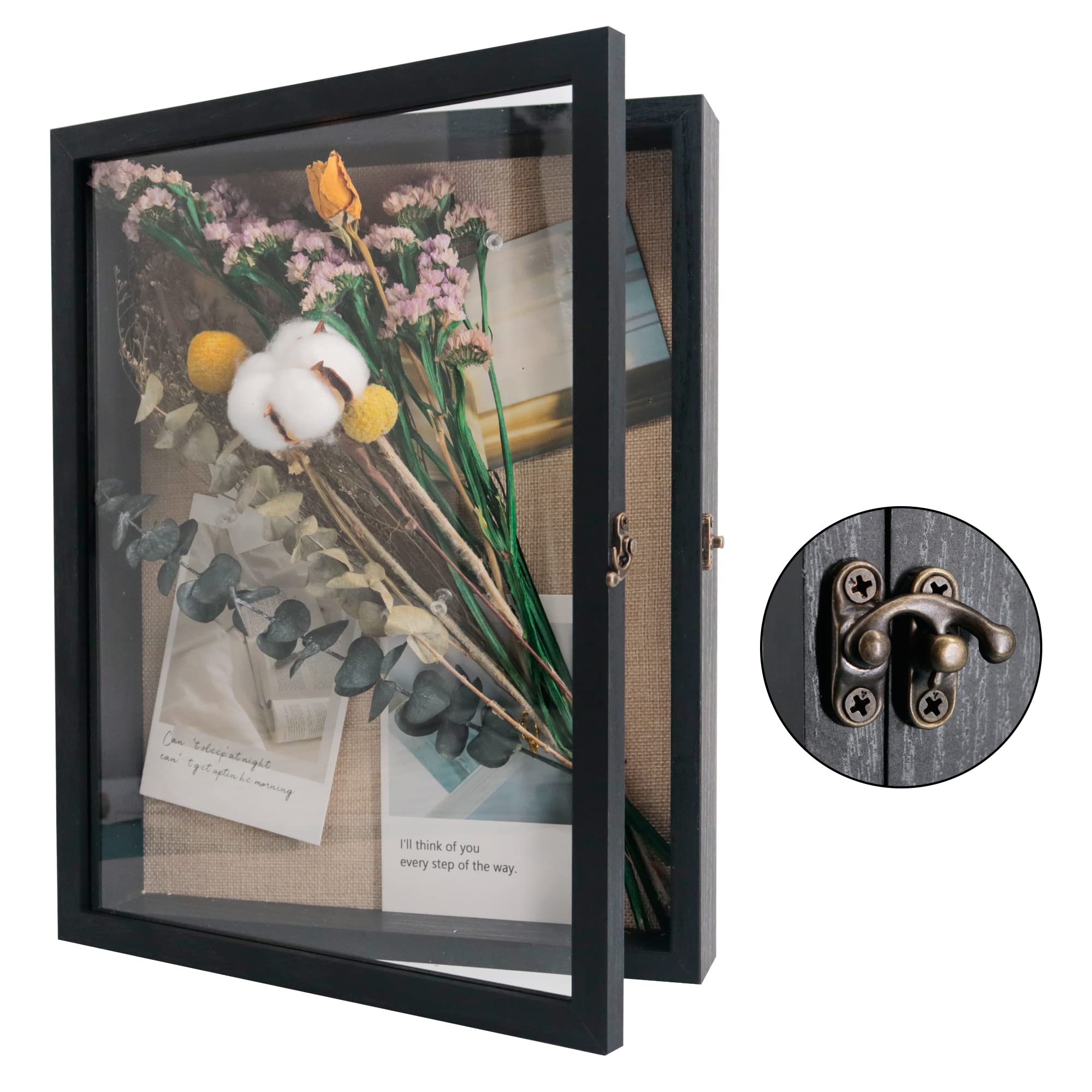 GraduatePro Shadow Box 11x14 Display Case Large Black Frame with Glass Deep Picture Wedding Bouquet Flowers Memorabilia Medals Photos Memory for Keepsakes