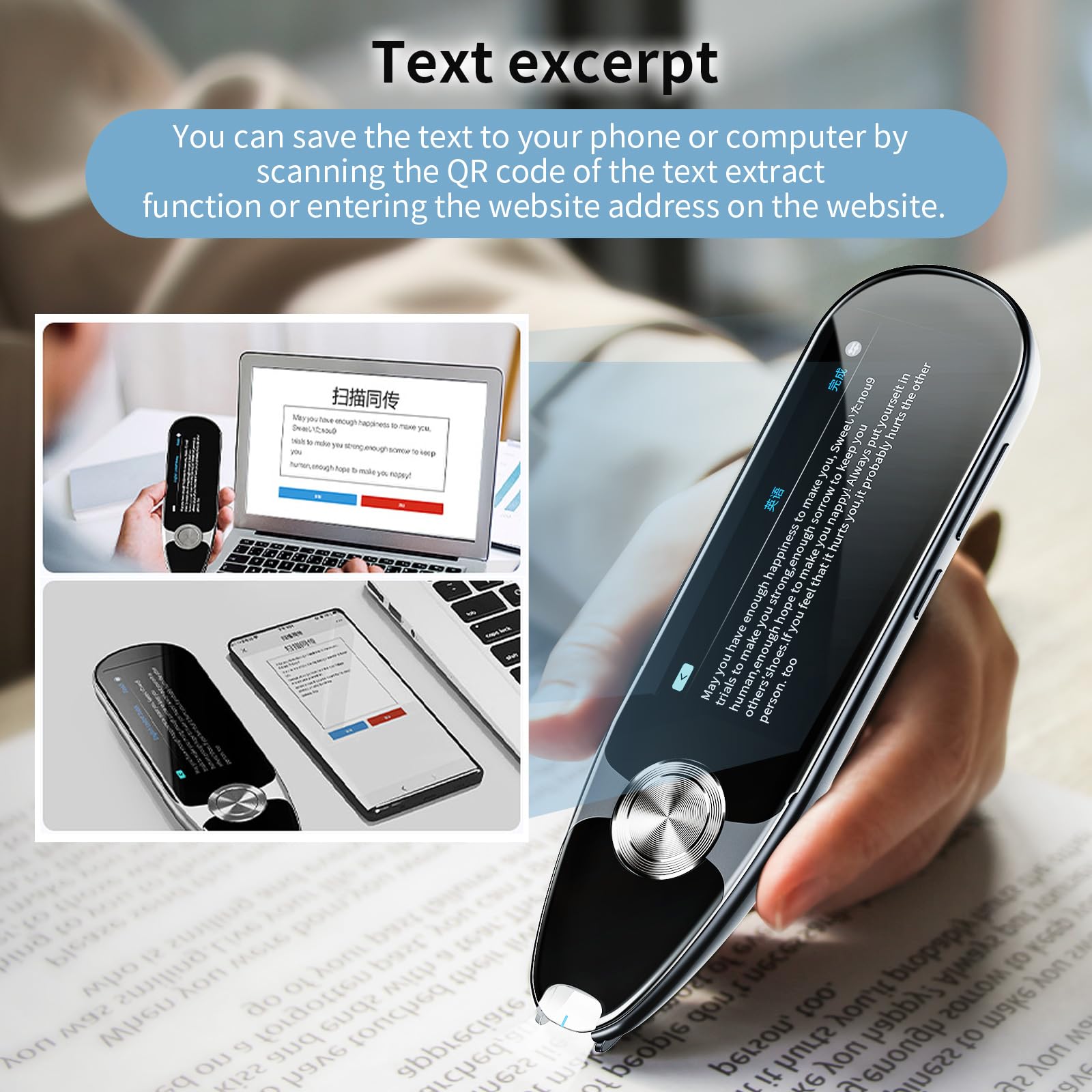 Vormor X7 PRO Pen Scanner Reader 112 Languages OCR Digital Scanning Translation Pen Text-to-Speech Device, Reader Pen for Dyslexia, Text Excerpt, Photo Translation, Dictionay Pen for Students Adults