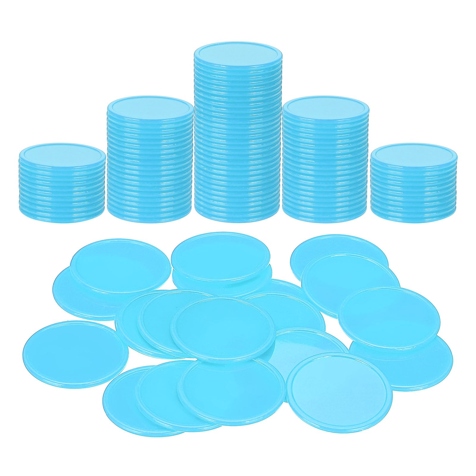 sourcing map 200Pcs Plastic Poker Chips, 1.5 Inch Learning Counters Counting Counters Disks Markers Opaque Game Tokens for Game Play Math Counting, Light Blue