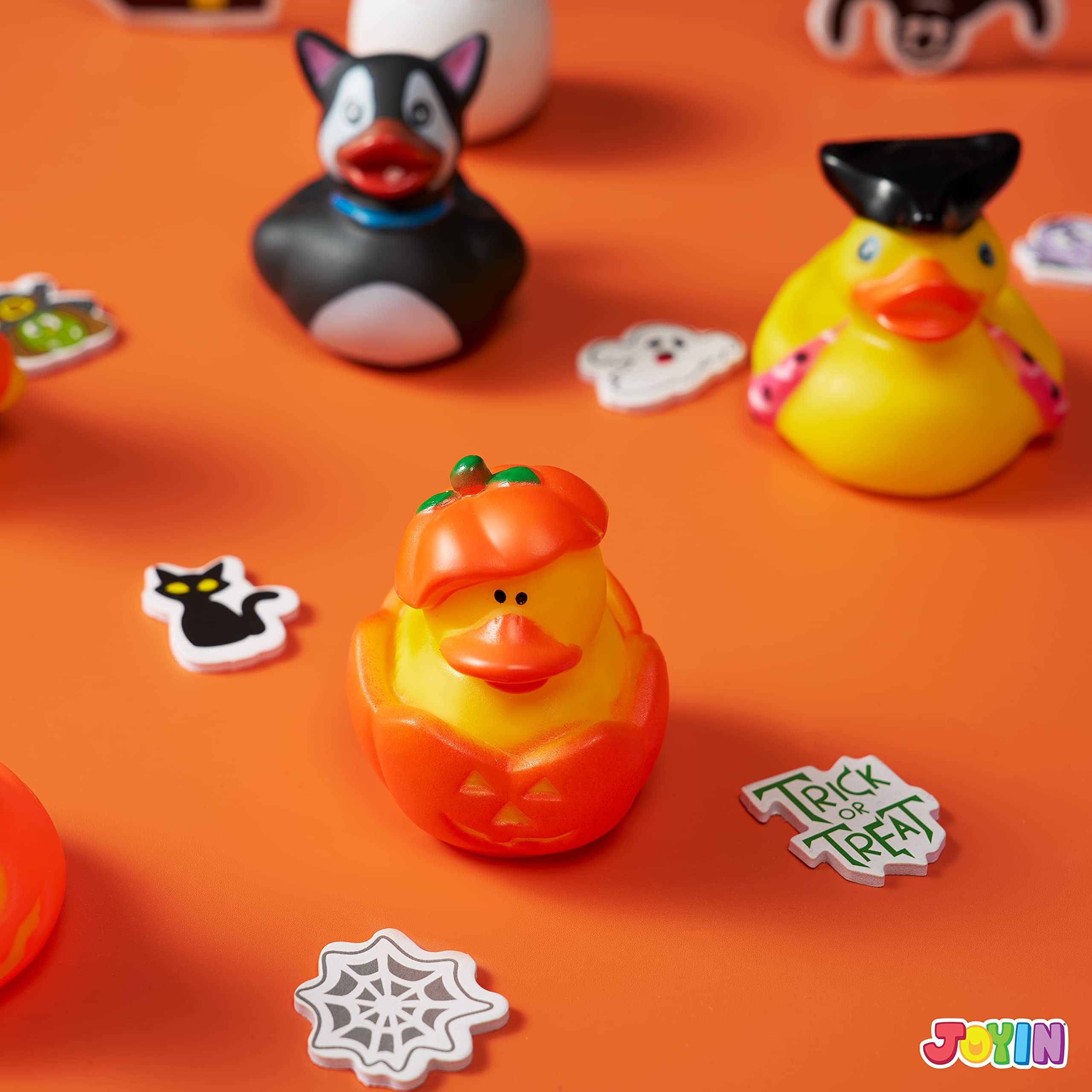 JOYIN 18 PCS Halloween Rubber Ducks, Halloween Ducks for Halloween Goodie Bag Fillers, Rubber Duckies Baby Bath Toys for Halloween Party Favors Decorations, School Classroom Game Prizes