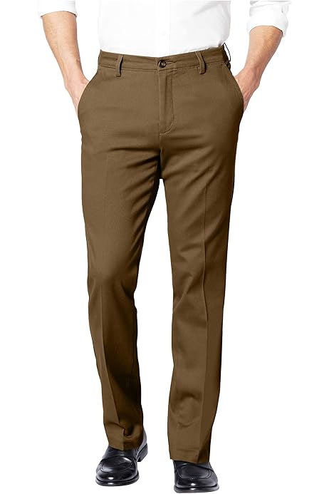 men's easy slim tapered fit khaki stretch pants