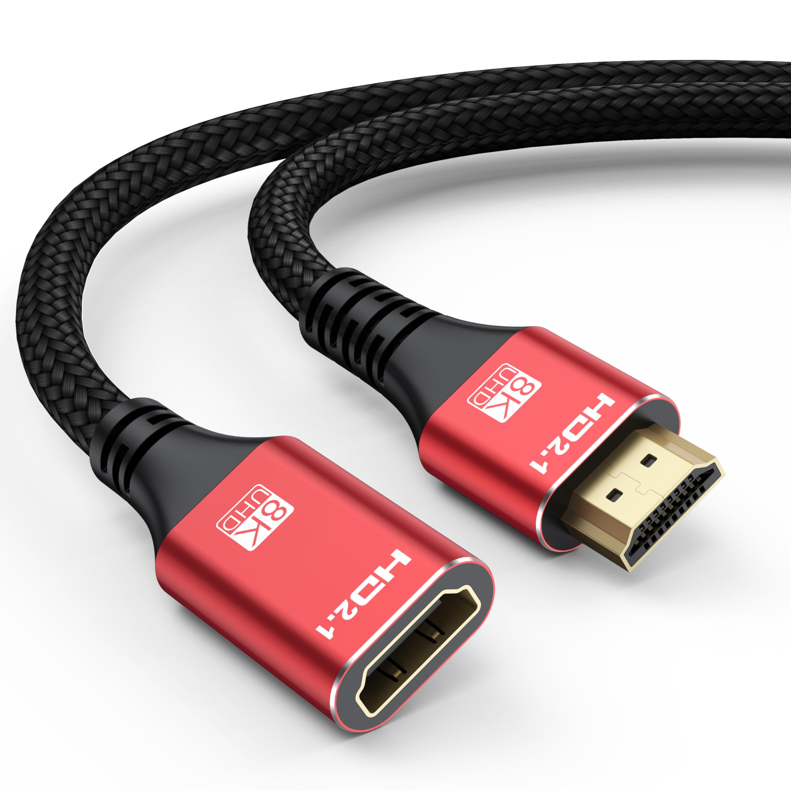 Photo 1 of 8K HDMI Extension Cable 6FT HDMI Extender 2.1, HDMI Male to Female Adapter Extension Cord 8K@60Hz, 4K@120Hz, 2K, 3D, HDR Compatible with Roku TV Stick, HDTV, PS5/PS4, Laptop, Monitor, Projector, PC