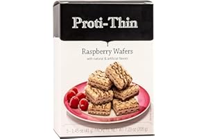 Proti-Thin High Protein Raspberry Wafer Squares, 15g Protein, Low Calorie, Low Carb, Low Sugar, Aspartame Free, Diet Wafer Bars, Healthy Snack, 2 Wafers per Serving, 5 Count Box