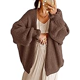 Saodimallsu Womens Oversized Open Front Cardigan Fall Ruffle Lantern Long Sleeve Chunky Knit Loose Sweater Coats