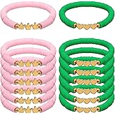 Huquary 24 Pcs Pink Green Witch Party Favors Gifts Bracelets Polymer Clay Beaded Friendship Bracelets for Witch Party Gifts