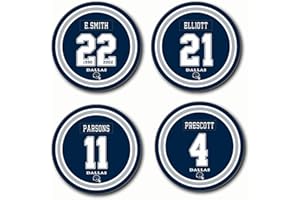 AARONIE Dallas Football Ceramic Coasters Set of 4 - Cowboy Man Cave Home Decor for Drinks and Coffee Mug Table