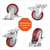 YOOGAA 75mm Heavy Duty Casters Set 4 Lockable Swivel Wheels Brakes 450kg view 5