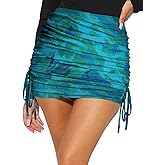 HESUUIO Women's Sexy Mesh Mini Skirt Side Drawstring Ruched Bodycon Summer Short Skorts