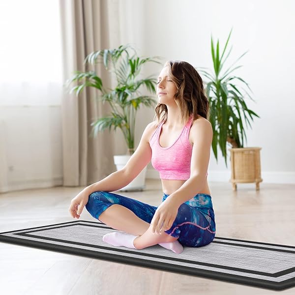 MATTITUDE KITCHEN MATS SET OF 2 CUSHIONED 0.47 INCH KITCHEN RUGS NON-SKID RUG SETS ERGONOMIC COMFORT STANDING MAT FOR KITCHEN, FLOOR, OFFICE, SINK, LAUNDRY, BLACK