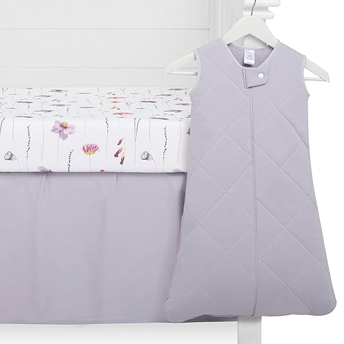 Evolur Be Wild 3 Piece Crib Bedding Set, Machine Washable, Soft and Breathable Toddler Bedding Set, Includes Fitted Sheet, Wearable Blanket and Crib Skirt