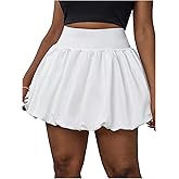 GORGLITTER Women's Plus Size Ruffle Bubble Mini Skirt Pleated High Waisted Y2K Summer Tennis Skirts