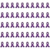 Purple Ribbon Pins 50Pcs Enamel Lapel Pin Purple Awareness Brooch for Alzheimer’s, Epilepsy, Pancreatic Cancer, Domestic Violence