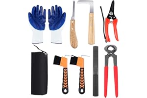 WILLBOND 9 Pcs 8 Inch Farrier Tools Kit Horse Goat Hoof Trimmer Metal Shears Farriers Hoof Nipper Cutter Handle Knife Gloves Brush Goat Supplies with Storage Bag