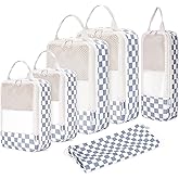Narwey 6 Set/5 Set Compression Packing Cubes for Travel Kids Women Carry on, Packing Organizers Bag for Backpack Luggage Suitcase Duffle Bags