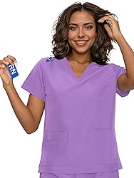 floralhue Scrub Tops for Women, Curved V-Neck Scrub
