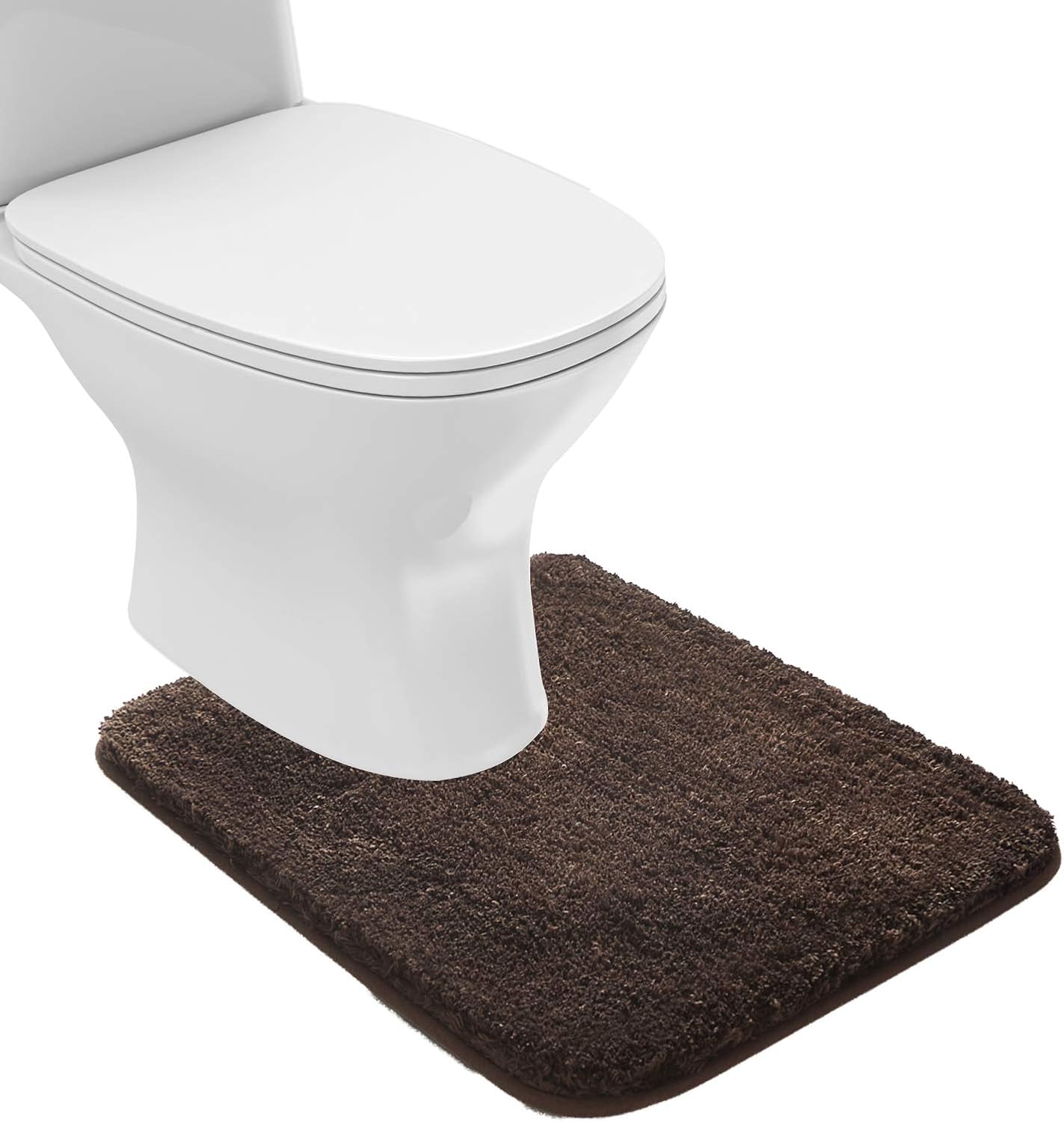Rugs, Pads & Protectors - Suchtale Bathroom Contour Rug Non Slip Bath Mat Water Absorbent Soft Microfiber Shaggy Bathroom Mat Machine Washable Bath Rug for Bathroom Thick Plush U Shape Toilet Rug (20 x 24, Brown)
