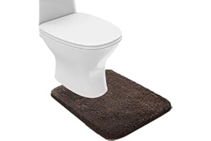 Suchtale Bathroom Contour Rug Non Slip Bath Mat Water Absorbent Soft Microfiber Shaggy Bathroom Mat Machine Washable Bath Rug for Bathroom Thick Plush U Shape Toilet Rug (20 x 24, Brown)