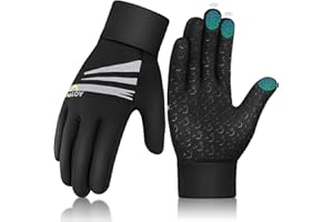 AOTOW Kids Winter Warm Sports Gloves - Cold Weather Thermal Cycling Touch Screen Windproof Running Glove for Snow Cycling Bike Riding Hiking Soccer Outdoor Children Boys Girls Black