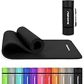 MSPORTS Yoga Mat Premium Non Slip Thick – Extra Comfortable Exercise Mat for Home Workouts, Pilates, Stretching & Gym – Cushioned NBR Foam, Gym Mat with Strap, for Women & Men