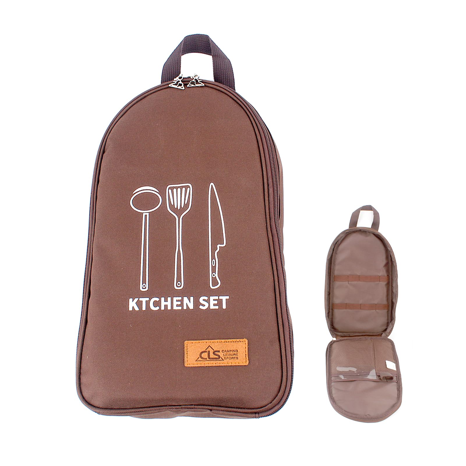 NatSumeBasics Camping Travel Cooking Utensils Organizer Travel Bag Portable Bag for BBQ Camping Cookware Kitchen Kit (Only 1 x Brown Bag)