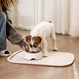 Conlun Dog Food Mat with Side Pocket 46x30cm Natural Tan Non-Slip Waterproof view 9