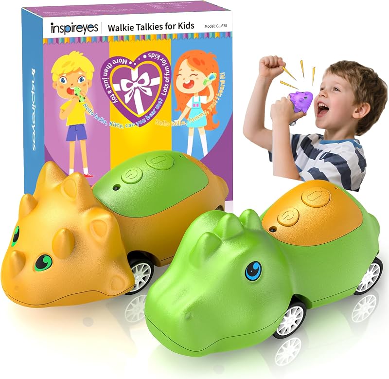Inspireyes Kids Walkie Talkies 2 Pack Dinosaur Toys 3 7 48H Rechargeable