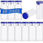10mL Vials for Injections with Self-Healing Injection Port and Sealed Cap | Sterile Glass Small Vial, Flip Off Aluminum Caps, Liquid Sample Bottles (Empty, No Liquids), 10 Pcs
