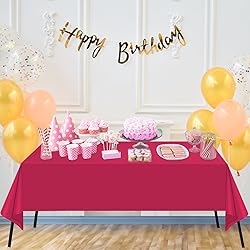 WNINK 4 Pack Bright Red Plastic Tablecloth