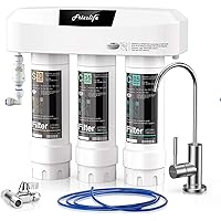 Frizzlife Under Sink Water Filter System with Brushed Nickel Faucet SP99-NEW, NSF 42&53 Certified 3-Stage 0.5 Micron…