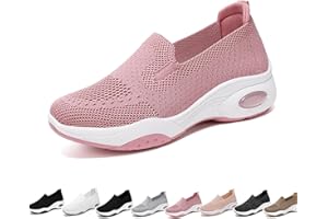 Women's Orthopedic Slip-On Sneakers Mesh Walking Shoes with Arch Support, Lightweight Breathable Air Cushion Wedge Comfort Sh