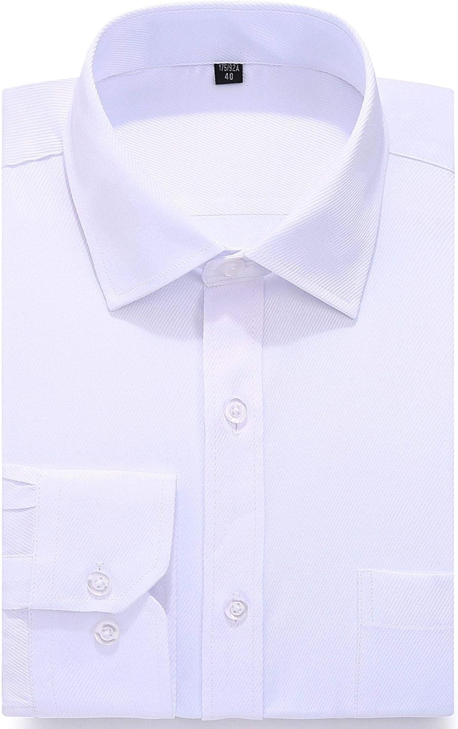 siliteelon Men's Long Sleeve Business Formal Dress Shirt Color White