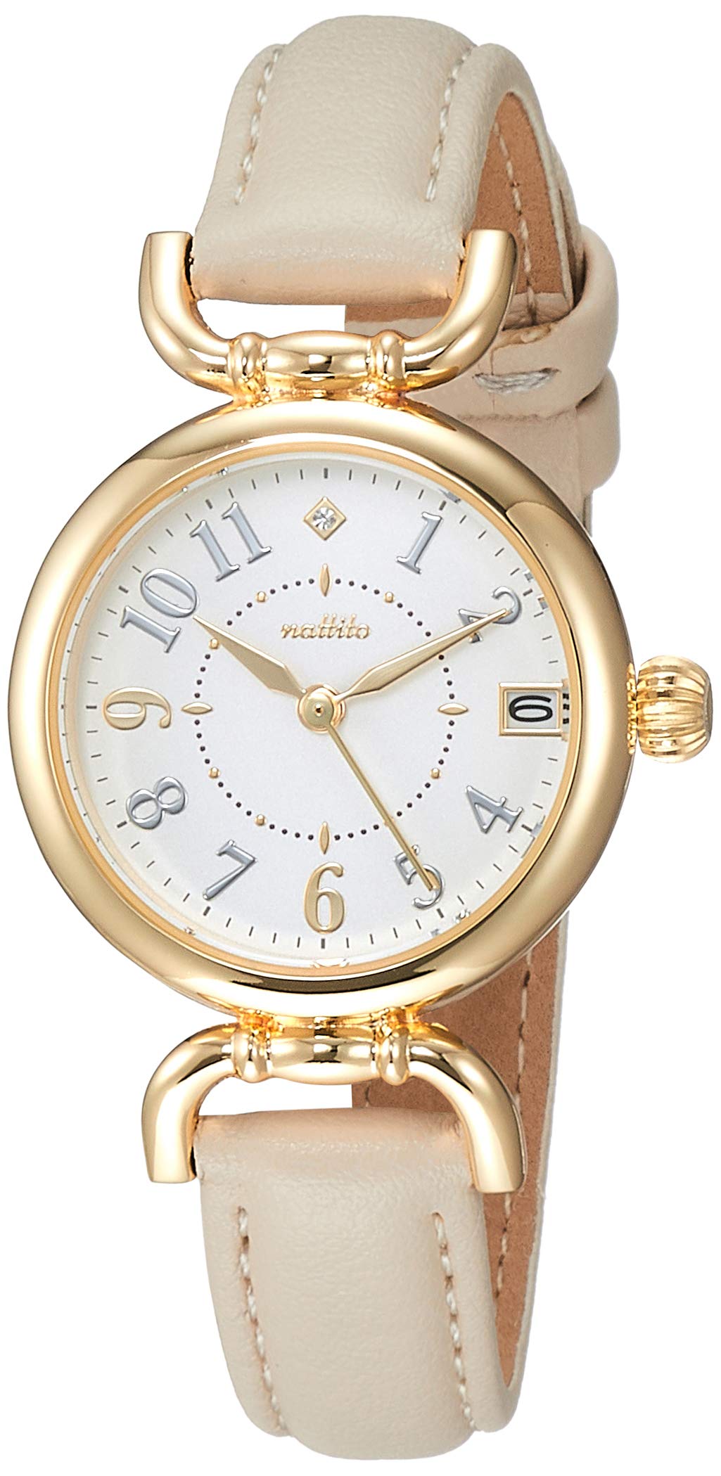 Field work(フィールド ワーク) YM001 Women's Analog Ibany Watch with Date Leather Strap White Dial, beige, Modern