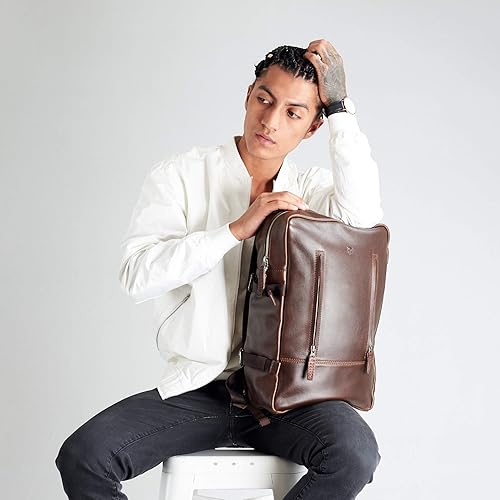 designer leather laptop backpack