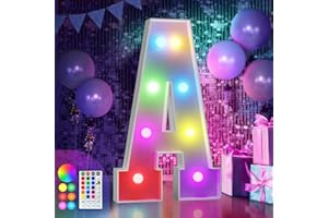 imprsv 3FT Colorful Marquee Light Up Letters A, 18 Colors Light Up Letters Alphabet Sign with Remote, Marry Me Light Up Letters, Large Letters for Birthday Engagement Anniversary Wedding Party Decor