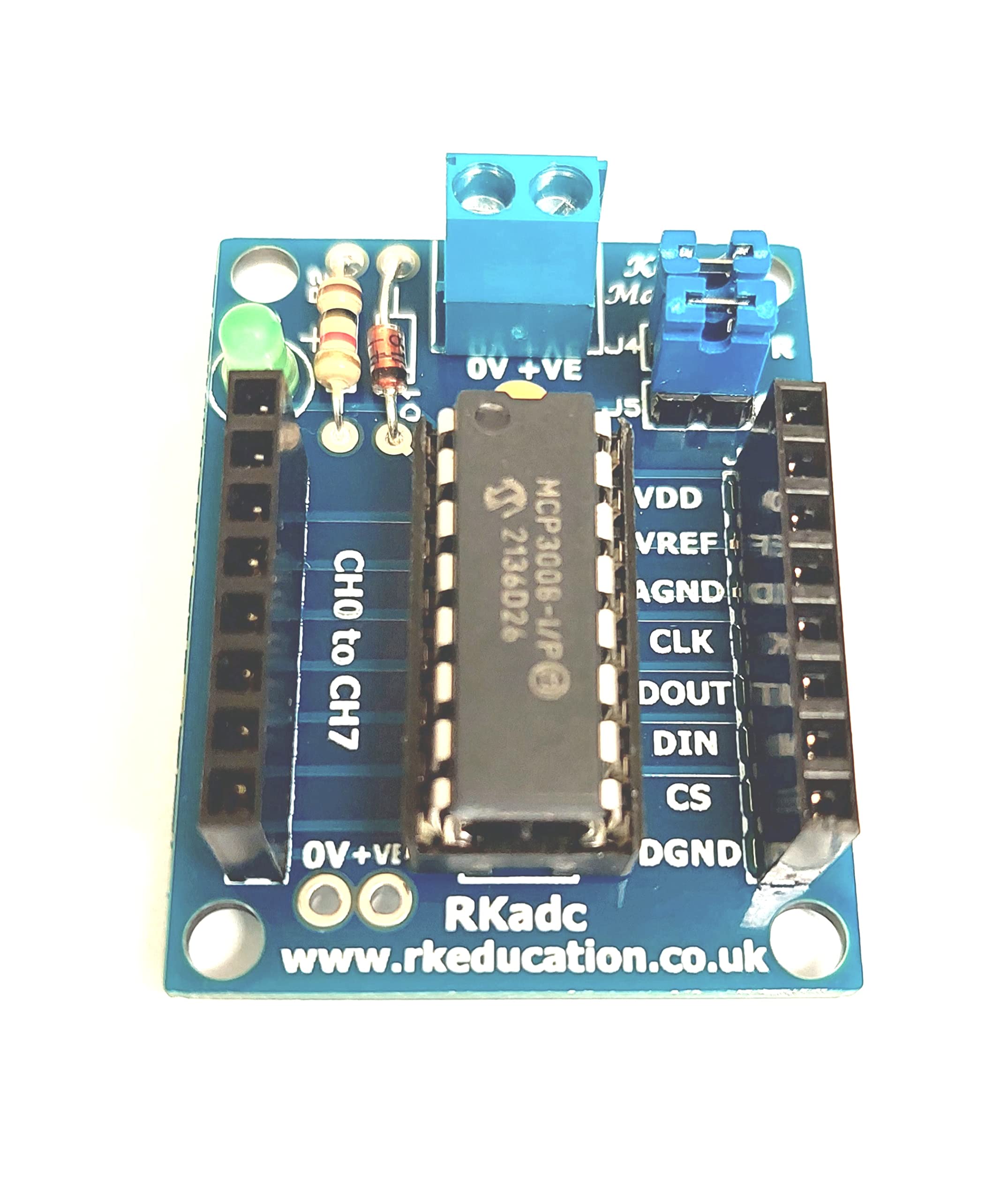 Rk Education RKadc analogue to digital converter ADC module with MCP3008/MCP3208 for Arduino, PICAXE, Raspberry PI, BBC Micro:bit (RKadc with MCP3008)