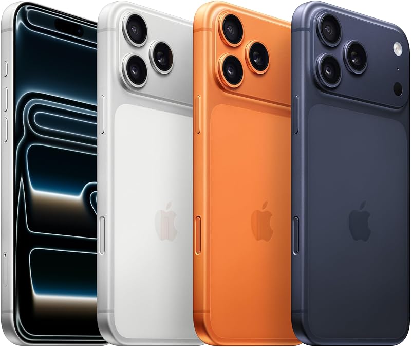 iPhone 17 Pro Max 256 GB: display 6,9", ProMotion fino a 120Hz, chip A19 Pro, autonomia mai vista su iPhone, sistema di fotocamere Pro Fusion, fotocamera frontale Center Stage; Arancione cosmico