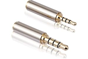 MIUONO 2.5mm to 3.5mm Adapter and 3.5mm to 2.5mm Adapter, Gold Plated Jack Stereo Full Metal Connector Converter for Smartphones, Headphone, Mic, Tablets Support MIC Function