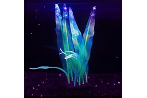 Bluecoco Soft Silica Gel Moves Naturally with Water Flow, Aquarium Decorations Glow in The Dark, Glowing Coral Ornaments for Fish Tank Decorations (Green, Kelp)