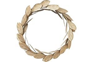 EMAX HOME Gold Leaves Metal Wreath Wall Decor for Front Door,13 inch Door Wreath for Christmas,Window,Wedding,Party Decoration