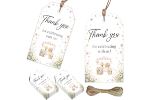50Pcs Wildflower Thank You Tags, Floral Farmers Market Themed Party Favor Labels Thank You for Celebrating with Us Gift Tags 
