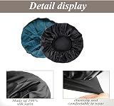 SWEET VIEW Silk Bonnet Silk Hair Wrap Sleeping Cap Black Peacock Blue 2 Pack view 6