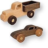 BUSY PUZZLE Wooden Toy Car and Truck Set Montessori Toys for Toddlers Handmade from Natural Wood Gift for Boys and Girls