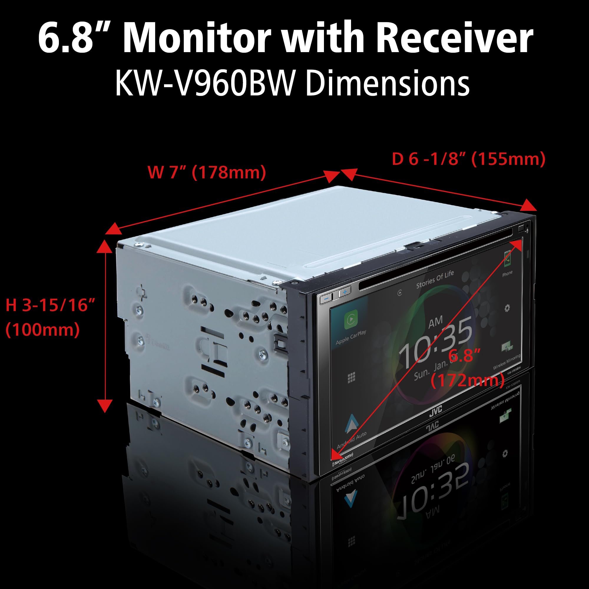 JVC KW-V960BW Built in Wi-Fi for Wireless CarPlay Android Auto, CD/DVD 6.8