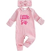 mlpeerw Newborn Baby Girl Clothes Hello I'm New Here Romper Waffle Jumpsuit And Headband Coming Home From Hospital Outfit