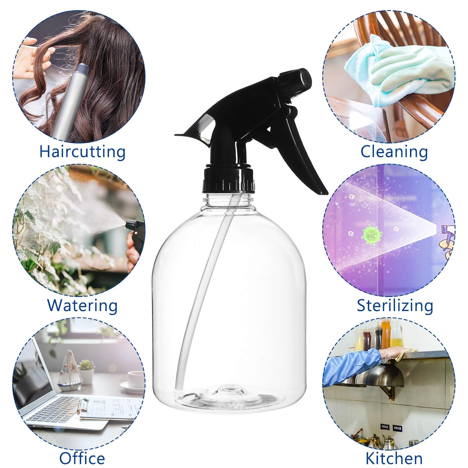 Plastic Spray Bottles 2pcs 16oz Empty Clear Spray Bottle with Black Trigger Sprayers and 1 Replacement Trigger, Adjustable Nozzle, for Cleaning Solutions, Planting, Cooking: Beauty